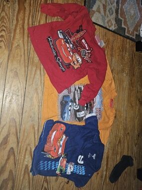 Disney  Cars Kids T-Shirts Pack - Red, Orange, Navy 4t Lot Orange Is 5/6 Vintage
